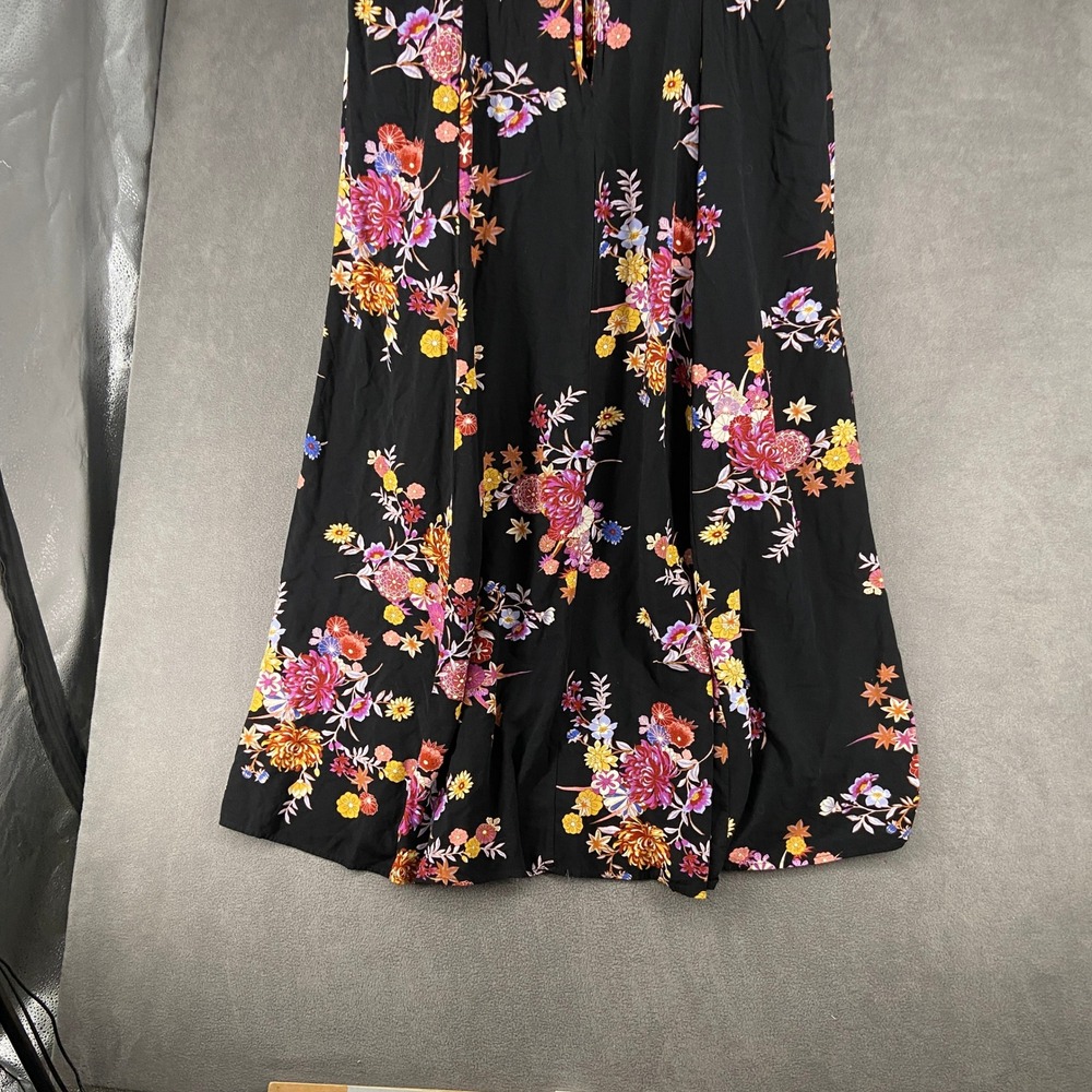Forever 21+ Womens Plus Size 2X Black Floral V-Neck Cap Sleeve Maxi Dress Slit - Picture 9 of 13